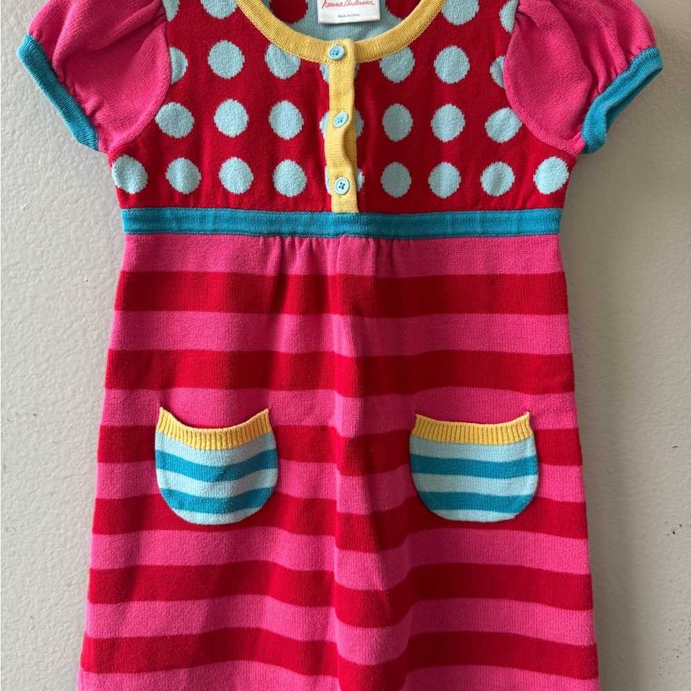 Hanna Andersson Pink and Red Striped Dress with Polka Dots
